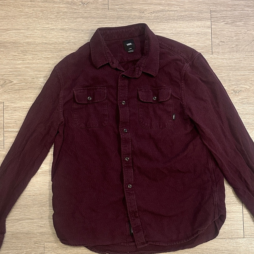 Vans Men's Casual Button Down Shirt - Burgundy